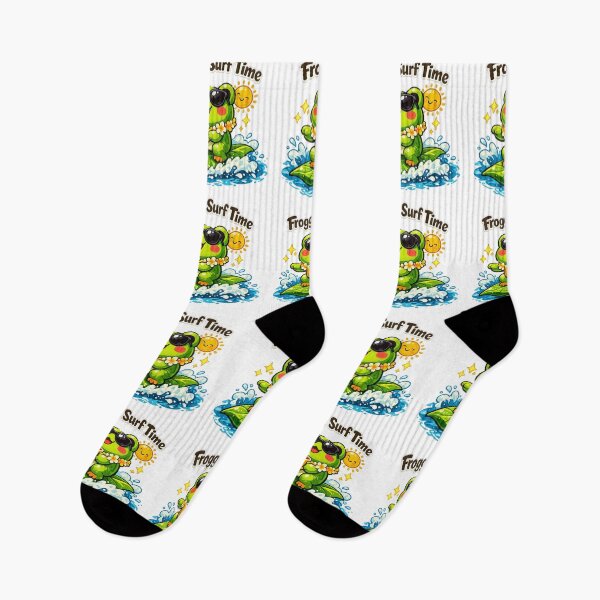 Item preview, Froggy Surf Time – Cute Kawaii Leaf Surfing Beach Frog designed and sold by Sarssal.