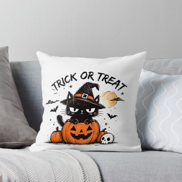 Item preview, Trick or Treat - Grumpy Black Cat in Jack-o'-Lantern designed and sold by AnyGil.