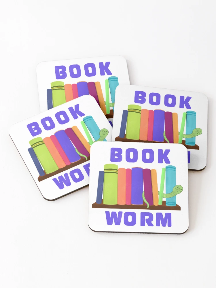 Thumbnail 1 of 5, Coasters (Set of 4), Bookworm designed and sold by RaeDHD.