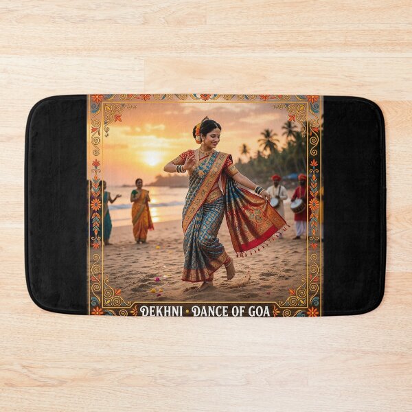 Item preview, Dekhni, Goa, Goan dance, traditional dance, folk dance, Goan culture, Konkani, Indian heritage, desi art, sunset dance, beach dance, Goan pride, Indian tradition, folk art, Goa souvenir designed and sold by Goanheartprints.
