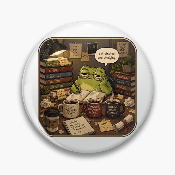 Item preview, College Gift - Caffeinated Frog Studying designed and sold by RedRubyBubble.