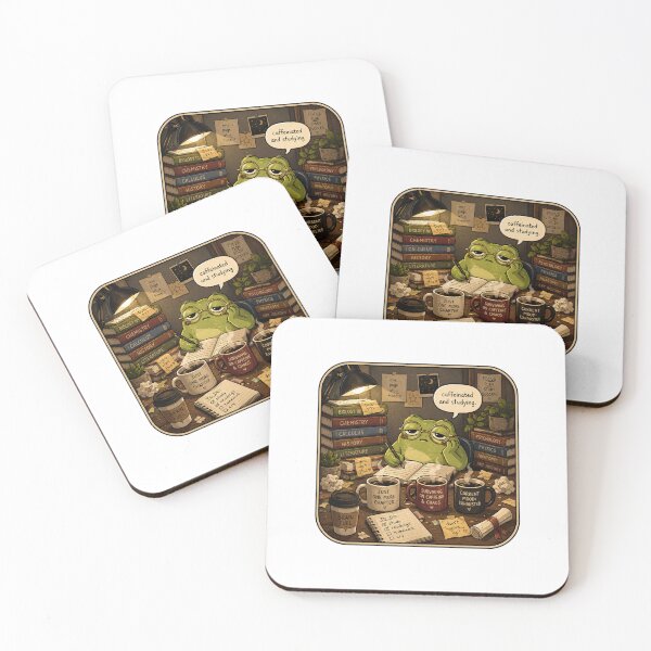 Item preview, College Gift - Caffeinated Frog Studying designed and sold by RedRubyBubble.