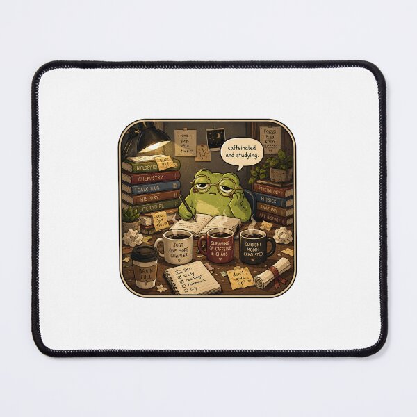Item preview, College Gift - Caffeinated Frog Studying designed and sold by RedRubyBubble.