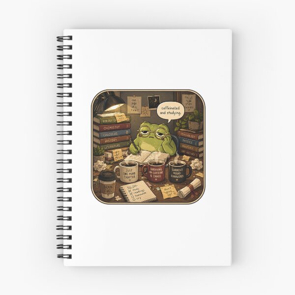 Item preview, College Gift - Caffeinated Frog Studying designed and sold by RedRubyBubble.