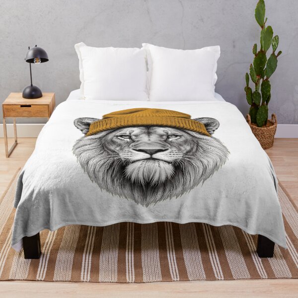 Item preview, Cool Lion Beanie Realistic Sketch Art designed and sold by tranhuonggiang.
