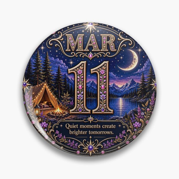 Item preview, March 11 Moonlit Camping Birthday Design designed and sold by LunaMoments.