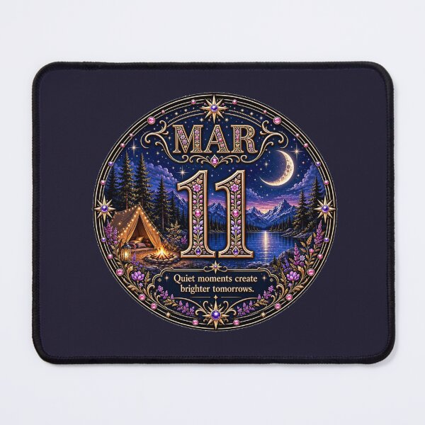 Item preview, March 11 Moonlit Camping Birthday Design designed and sold by LunaMoments.
