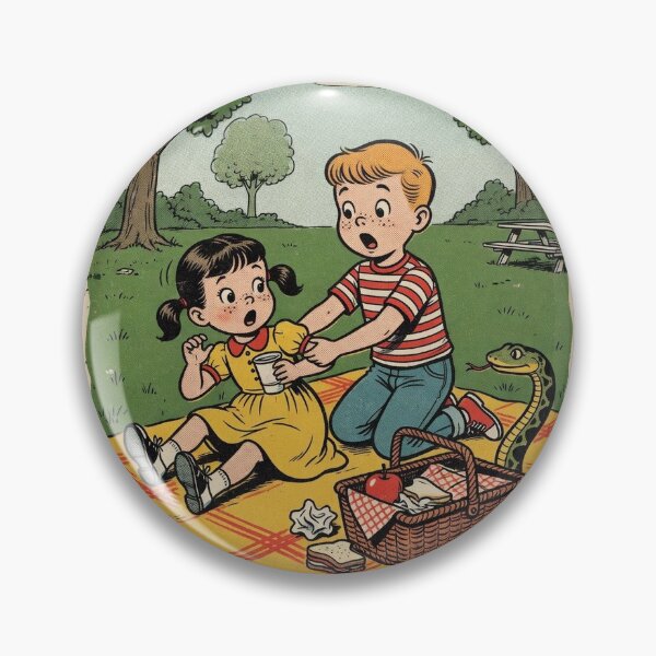 Item preview, Picnic Surprise - Vintage Snake Encounter Illustration designed and sold by Elite Wall Art.