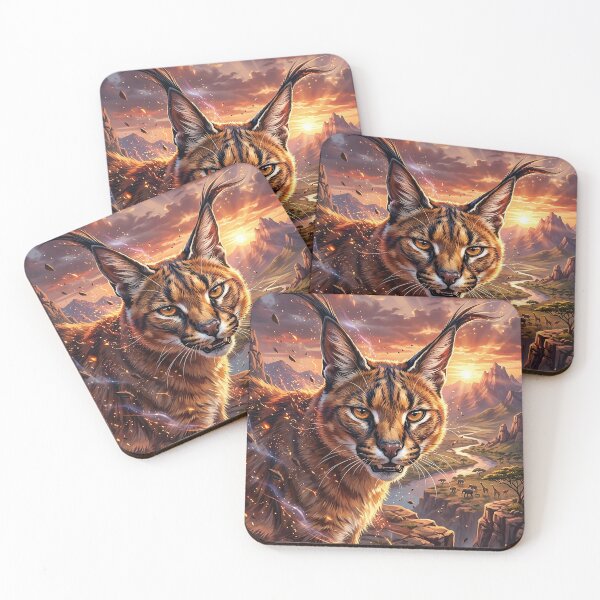 Item preview, Wild Caracal - Fiery Savanna Art designed and sold by Lucid Dream Pixel.