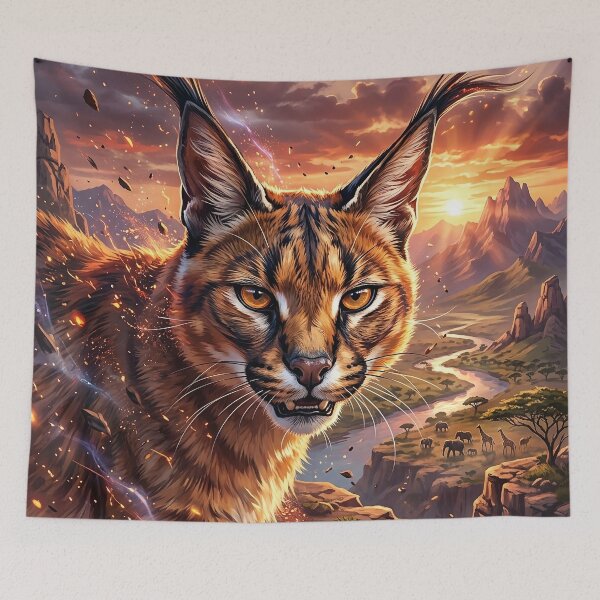 Item preview, Wild Caracal - Fiery Savanna Art designed and sold by Lucid Dream Pixel.