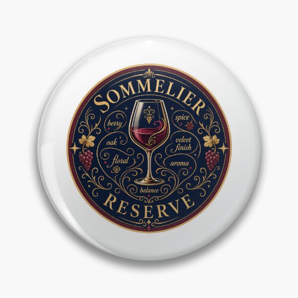 Item preview, Sommelier - Reserve Wine Vintage Badge Wine Connoisseur designed and sold by RedRubyBubble.