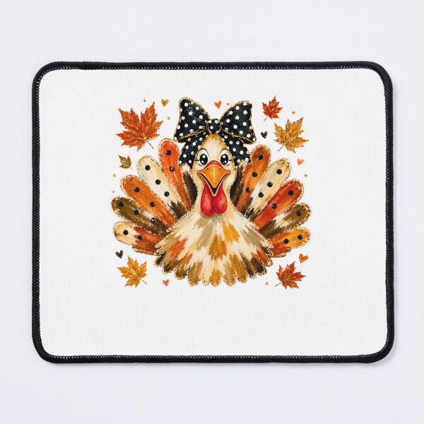 Item preview, Cute Thanksgiving Turkey Black Bow Autumn Fall Leaves Graphic designed and sold by DYAFLK.