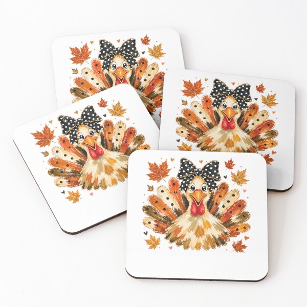 Item preview, Cute Thanksgiving Turkey Black Bow Autumn Fall Leaves Graphic designed and sold by DYAFLK.