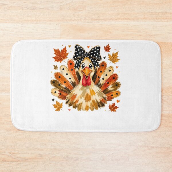 Item preview, Cute Thanksgiving Turkey Black Bow Autumn Fall Leaves Graphic designed and sold by DYAFLK.