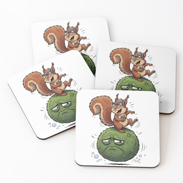 Item preview, Funny EZO Squirrel Riding a Grumpy Mossy Rock – Cute Woodland Adventure designed and sold by LOVEARTDESIGN.