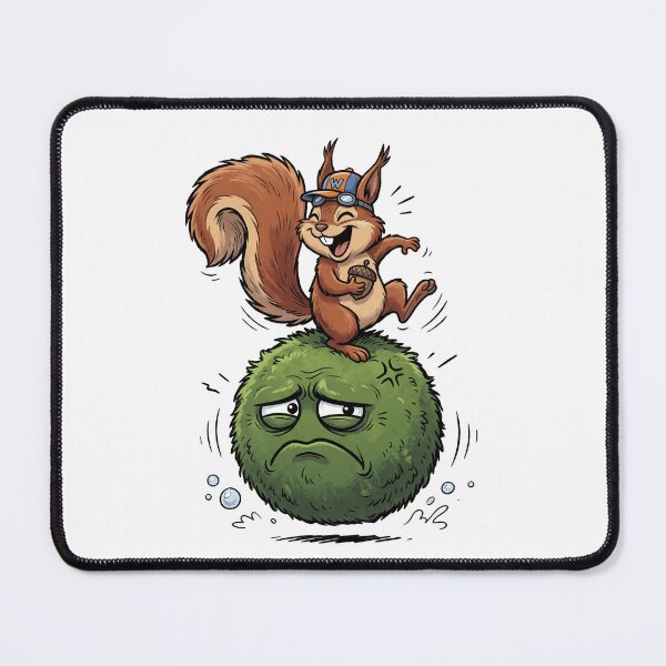 Item preview, Funny EZO Squirrel Riding a Grumpy Mossy Rock – Cute Woodland Adventure designed and sold by LOVEARTDESIGN.