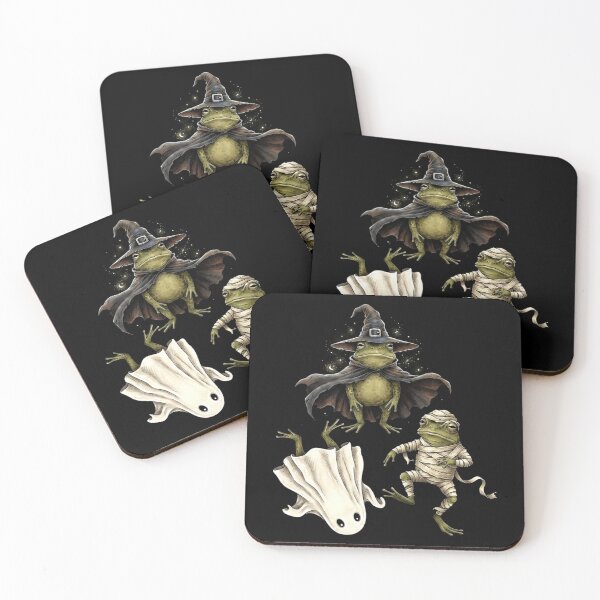 Item preview, Cute Halloween Frogs in Witch Ghost and Mummy Costumes designed and sold by MiALopezArt.