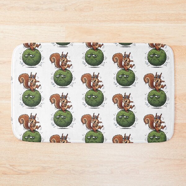 Item preview, Funny EZO Squirrel Riding a Grumpy Mossy Rock – Cute Woodland Adventure designed and sold by LOVEARTDESIGN.