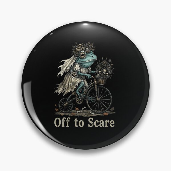 Item preview, Gothic Skeleton Frog Bride Riding a Bicycle Off to Scare designed and sold by MiALopezArt.