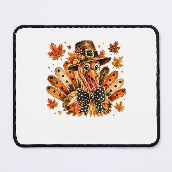 Item preview, Cute Thanksgiving Turkey Pilgrim Hat Black Bow Tie Autumn Fall Graphic designed and sold by DYAFLK.
