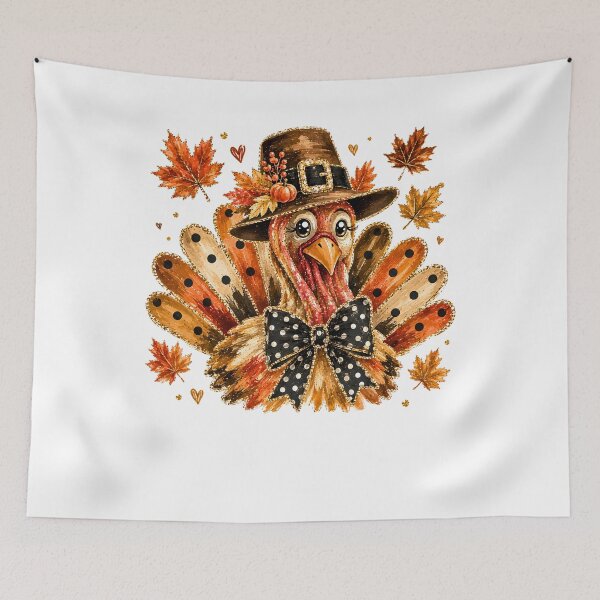 Item preview, Cute Thanksgiving Turkey Pilgrim Hat Black Bow Tie Autumn Fall Graphic designed and sold by DYAFLK.
