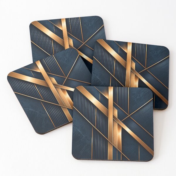 Item preview, Modern Lines — Deep Navy & Champagne Gold designed and sold by nininox.