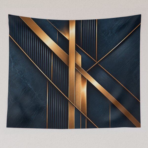 Item preview, Modern Lines — Deep Navy & Champagne Gold designed and sold by nininox.