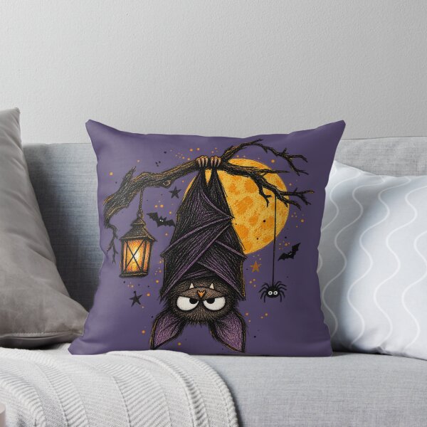 Item preview, Grumpy Bat Hanging Under Full Moon - Halloween Design designed and sold by AnyGil.