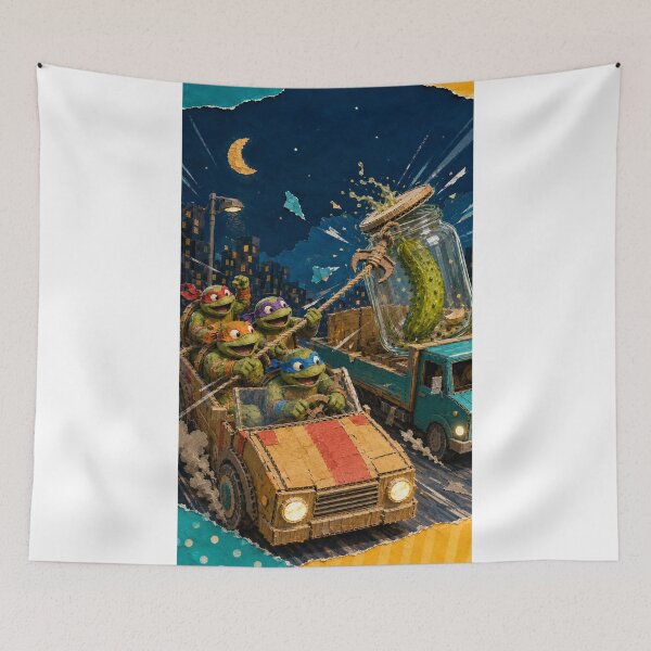 Item preview, The Last Pickle Turtle Rescue – Whimsical Fantasy Vehicle Art 3 designed and sold by Mirgonhood.