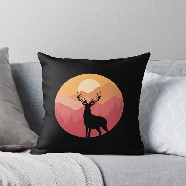 Item preview, Majestic Stag Sunset Mountain Silhouette Round Art designed and sold by andrasmar.