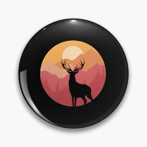 Item preview, Majestic Stag Sunset Mountain Silhouette Round Art designed and sold by andrasmar.