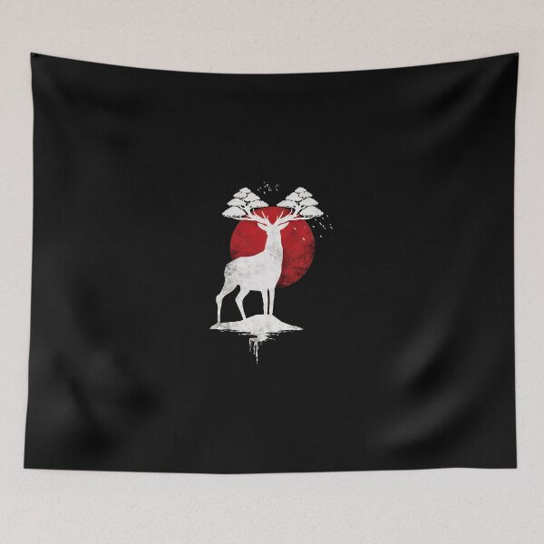 Item preview, Majestic Stag with Bonsai Antlers under Red Moon designed and sold by lasopent.