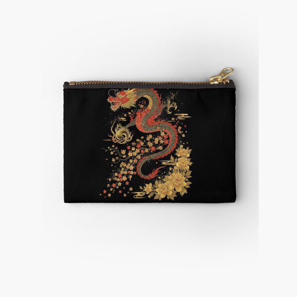 Item preview, Red Eastern Dragon with Golden Flowers Asian Fantasy Design designed and sold by Ostericaimusa.