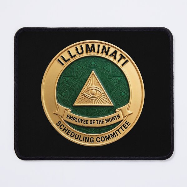 Item preview, Illuminati Scheduling Committee - Employee of the Month Fake Badge designed and sold by RogueSquirrels.