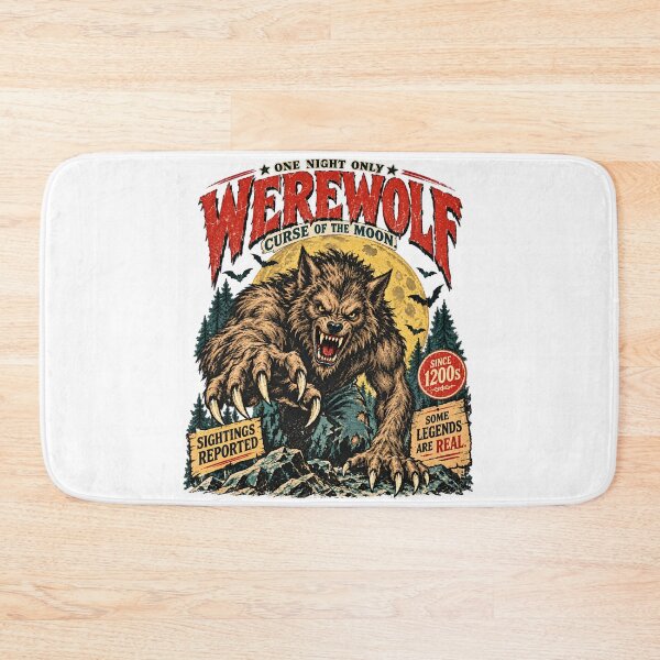 Item preview, Retro Werewolf Curse of the Moon – Vintage Halloween Monster Sighting Poster designed and sold by WolfmanProphecy.