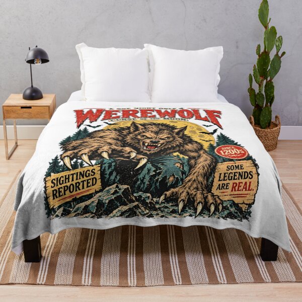 Item preview, Retro Werewolf Curse of the Moon – Vintage Halloween Monster Sighting Poster designed and sold by WolfmanProphecy.