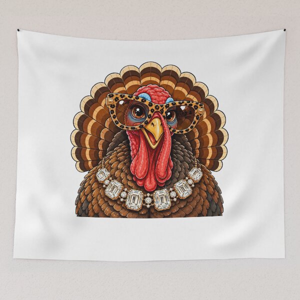 Item preview, Glam Thanksgiving Turkey Leopard Glasses Bling Necklace Funny Fall designed and sold by DYAFLK.