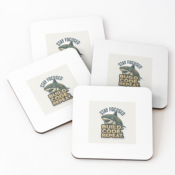 Item preview, Stay Focused Build Code Repeat Shark Tech Sticker designed and sold by HookPixelStudio.