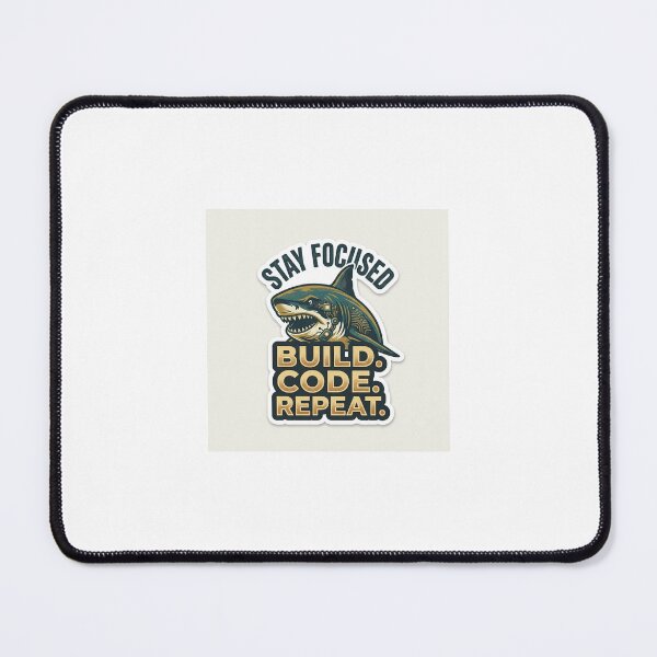 Item preview, Stay Focused Build Code Repeat Shark Tech Sticker designed and sold by HookPixelStudio.