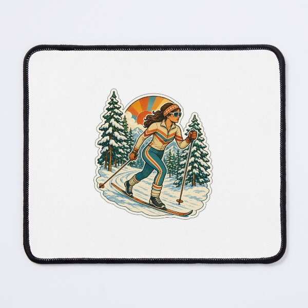 Item preview, Cross Country Skiing Gift - Retro 70s designed and sold by RedRubyBubble.
