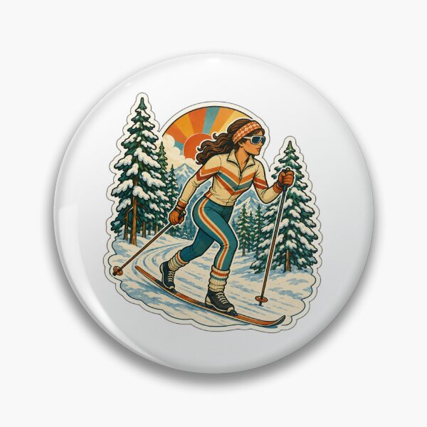 Item preview, Cross Country Skiing Gift - Retro 70s designed and sold by RedRubyBubble.