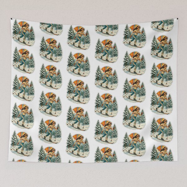Item preview, Cross Country Skiing Gift - Retro 70s designed and sold by RedRubyBubble.