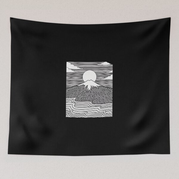 Item preview, Minimalist Mountain Moon Wave Line Art Graphic designed and sold by wyrichbosle.