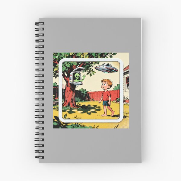 Item preview, Backyard Encounter - Retro Friendly Alien Comic Art designed and sold by Elite Wall Art.