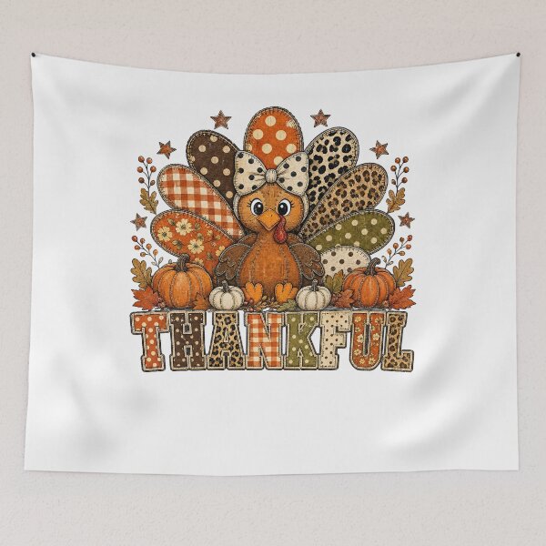 Item preview, Patchwork Turkey Thankful Mixed Pattern Fall Pumpkins Graphic designed and sold by DYAFLK.