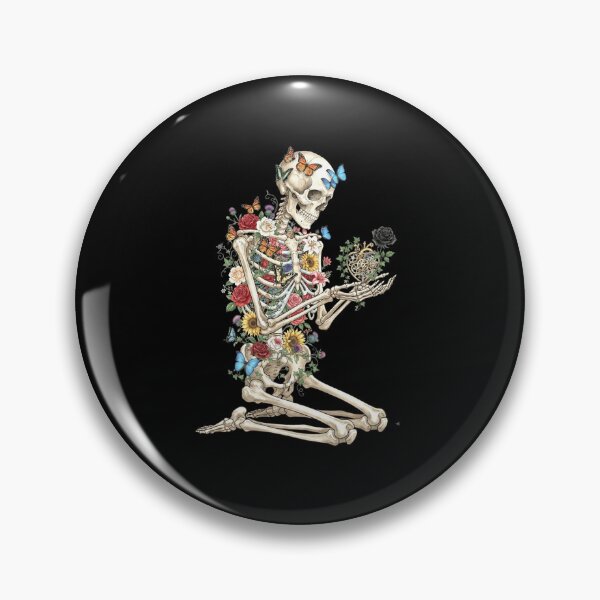 Item preview, Floral Skeleton with Butterflies and Flowers Gothic Design designed and sold by MiALopezArt.