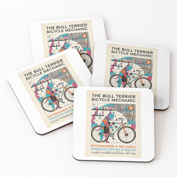 Item preview, Bull Terrier Bicycle Mechanic designed and sold by PictoVibe.