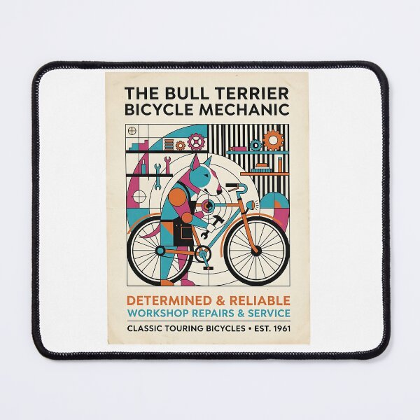 Item preview, Bull Terrier Bicycle Mechanic designed and sold by PictoVibe.