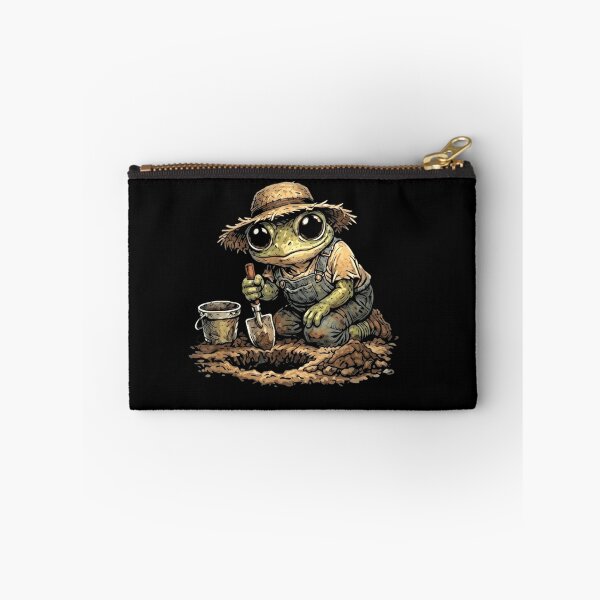 Item preview, Cute Gardener Frog Digging Soil in Overalls and Straw Hat designed and sold by MiALopezArt.