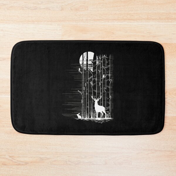 Item preview, Moonlit Stag Rabbit Forest Night Minimalist Art designed and sold by lamercarv.